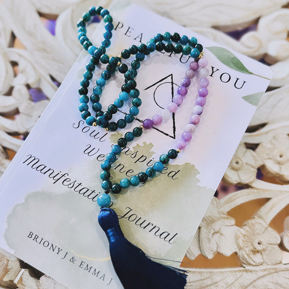 Mala Bead Necklace Apatite & Lepidolite