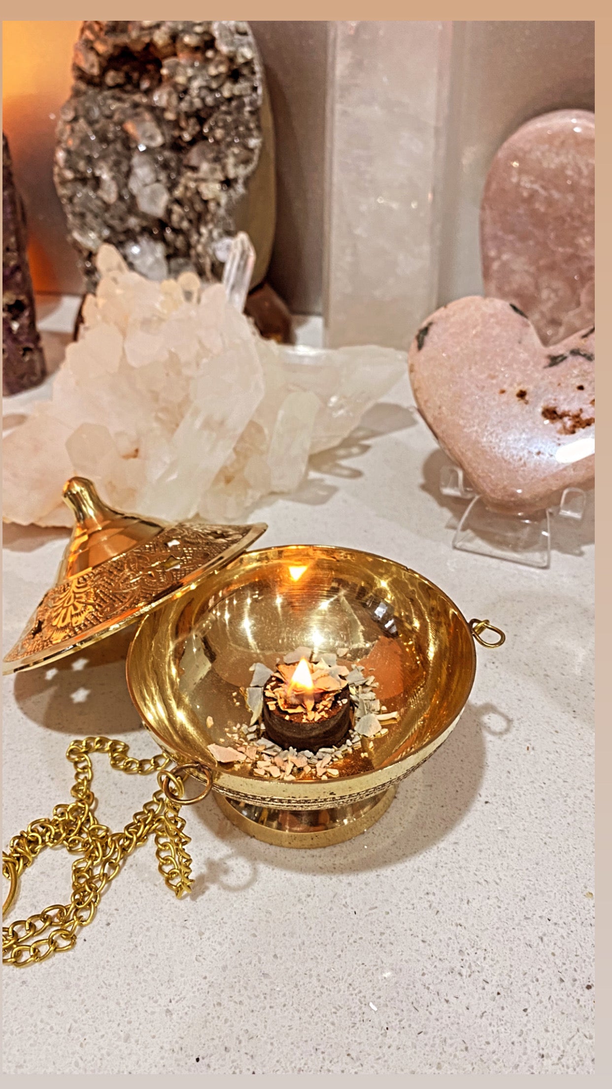Brass CHARCOAL HANGING CENSER Delux Engraved Large
