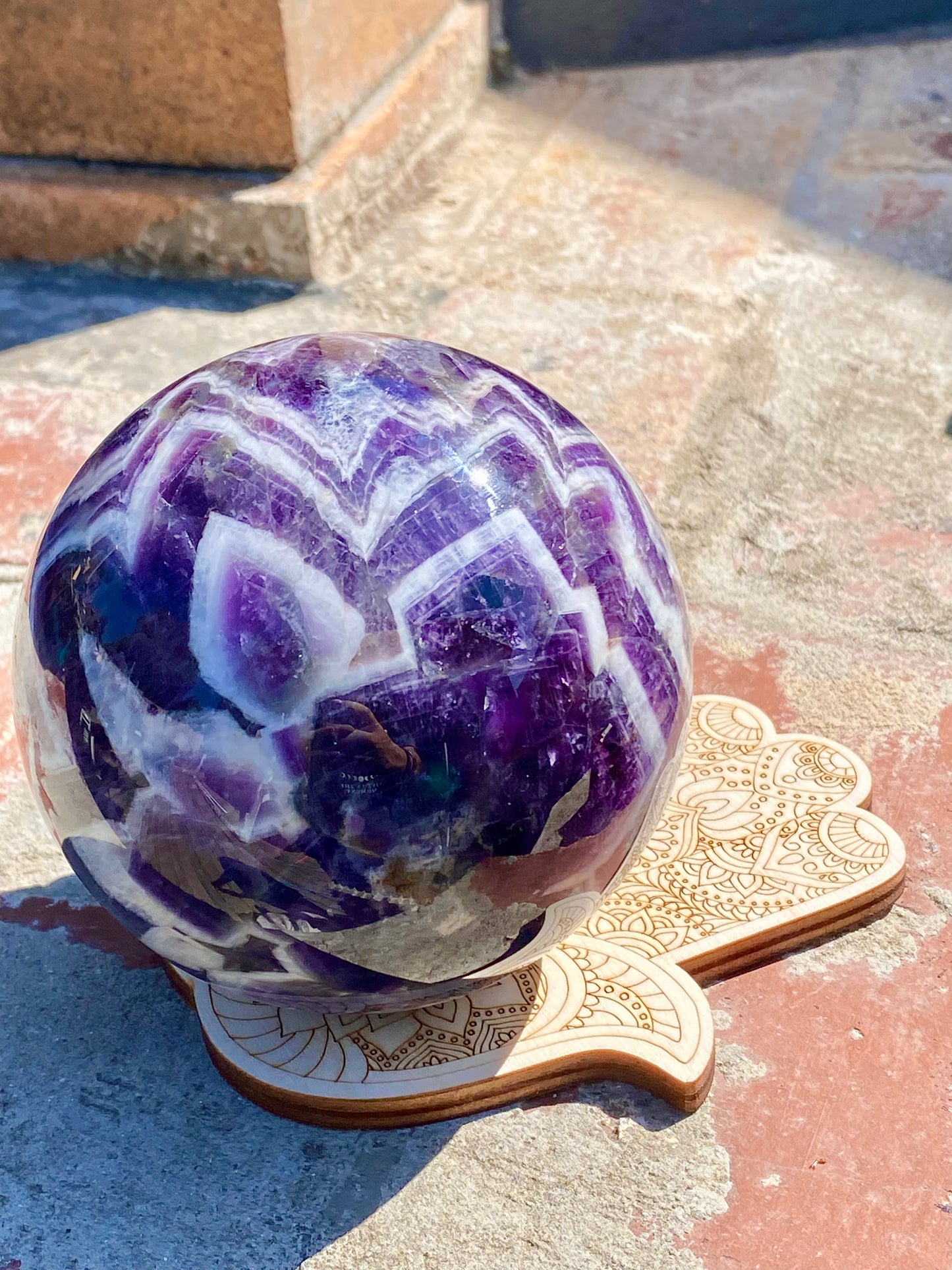 Chevron Amethyst Sphere