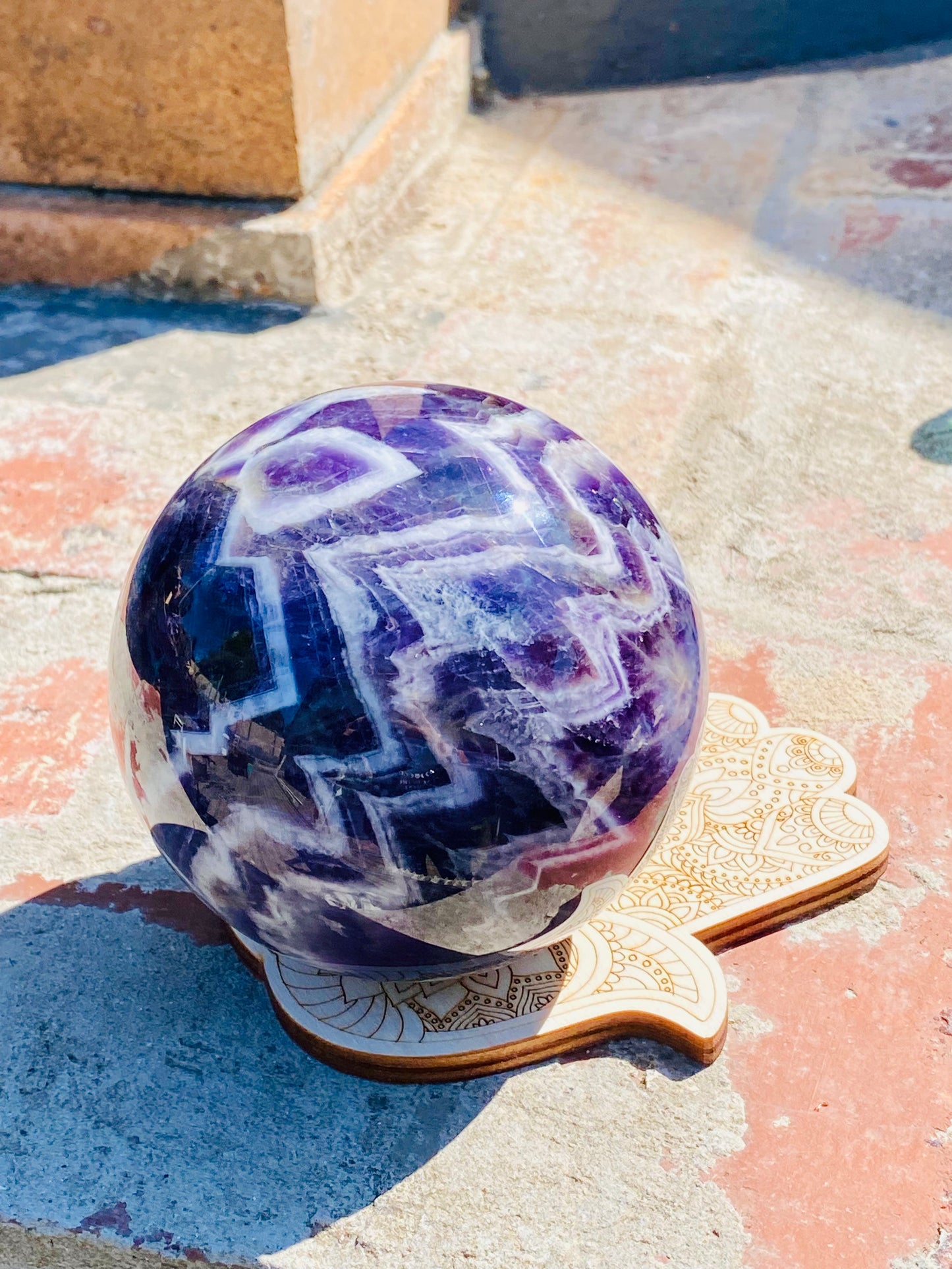 Chevron Amethyst Sphere
