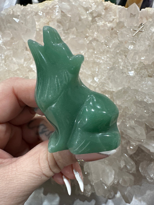 Green Aventurine Wolf