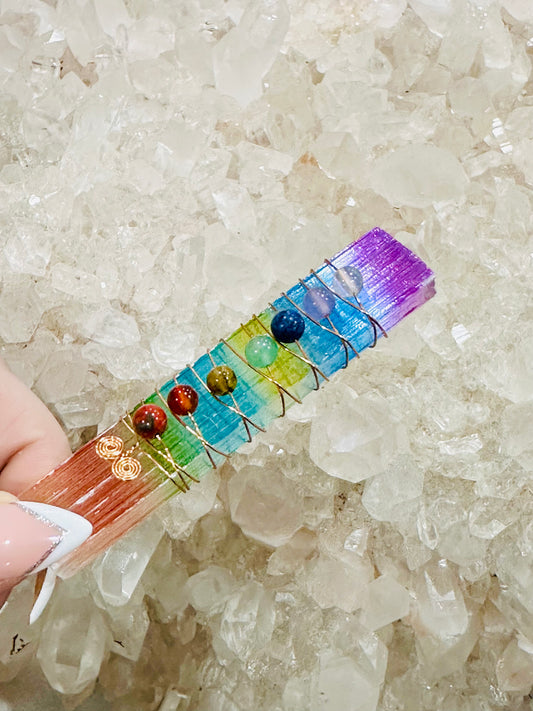 Selenite chakra wand