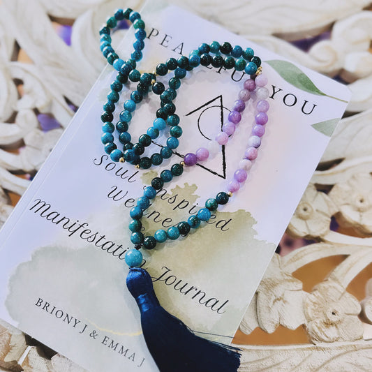 Mala Bead Necklace Apatite & Lepidolite