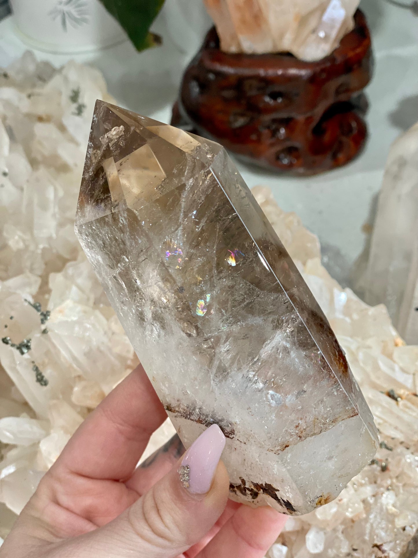 Smokey Quartz Tower on stand