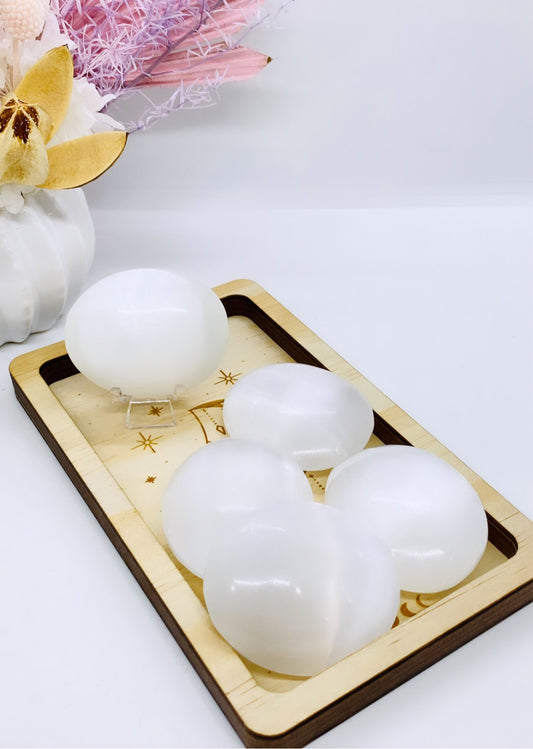 Selenite Palm Stone