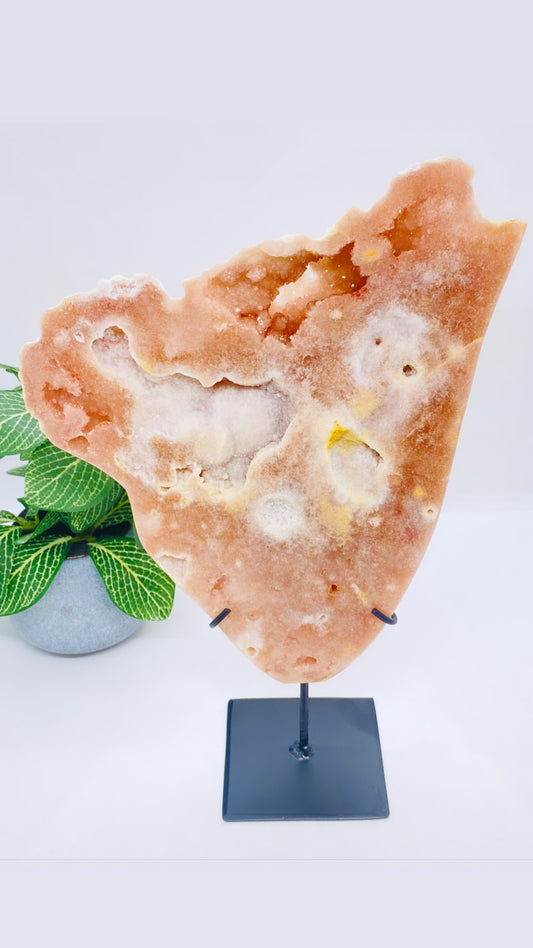 Druzy Pink Amethyst on stand