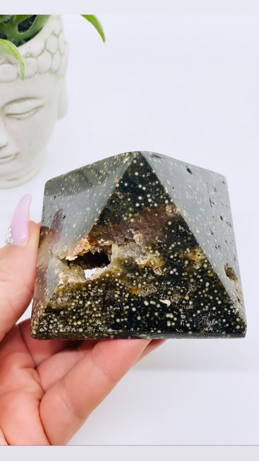 Ocean Jasper Druzy Pyramid