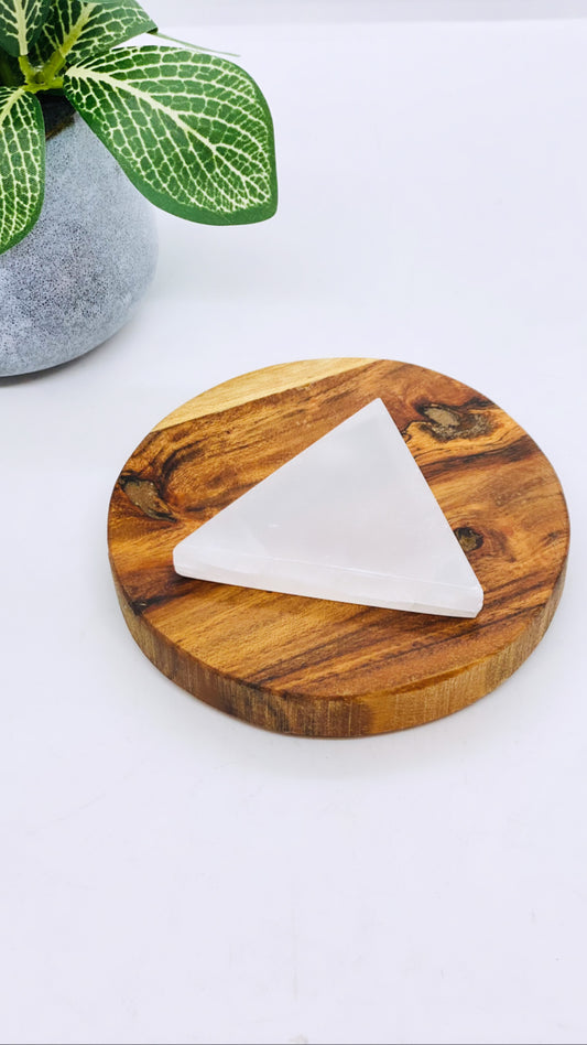 Selenite Triangle Plate