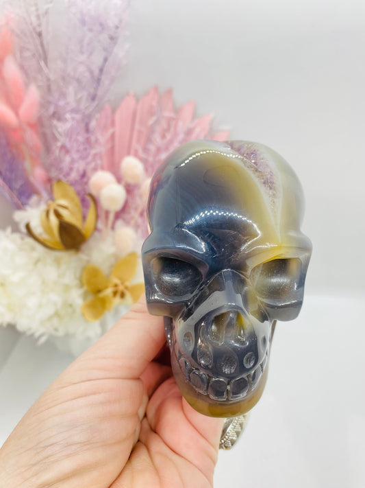 Druzy Agate Skull