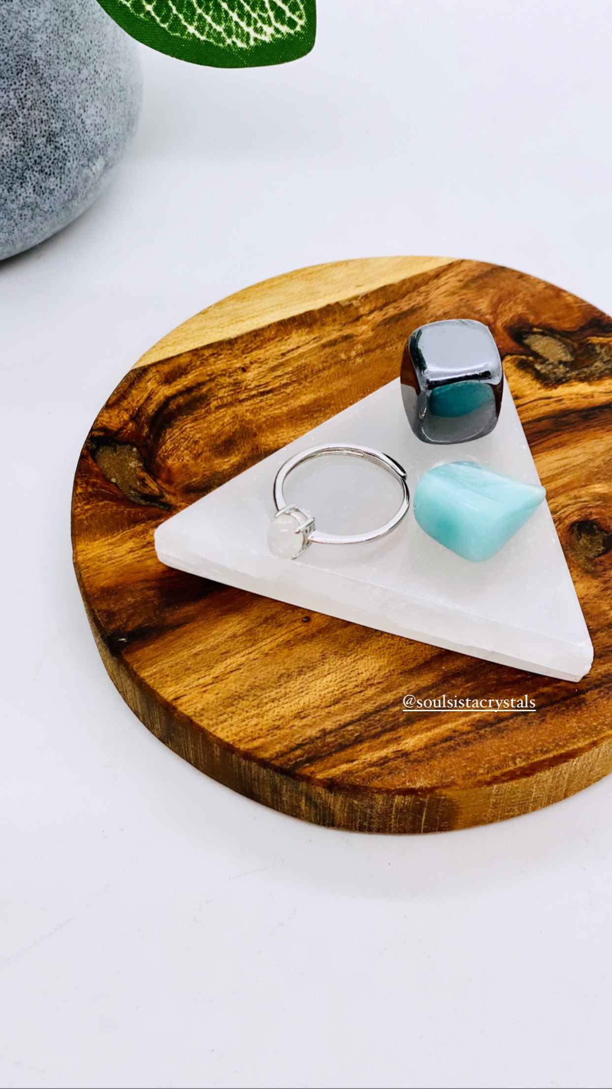 Selenite Triangle Plate